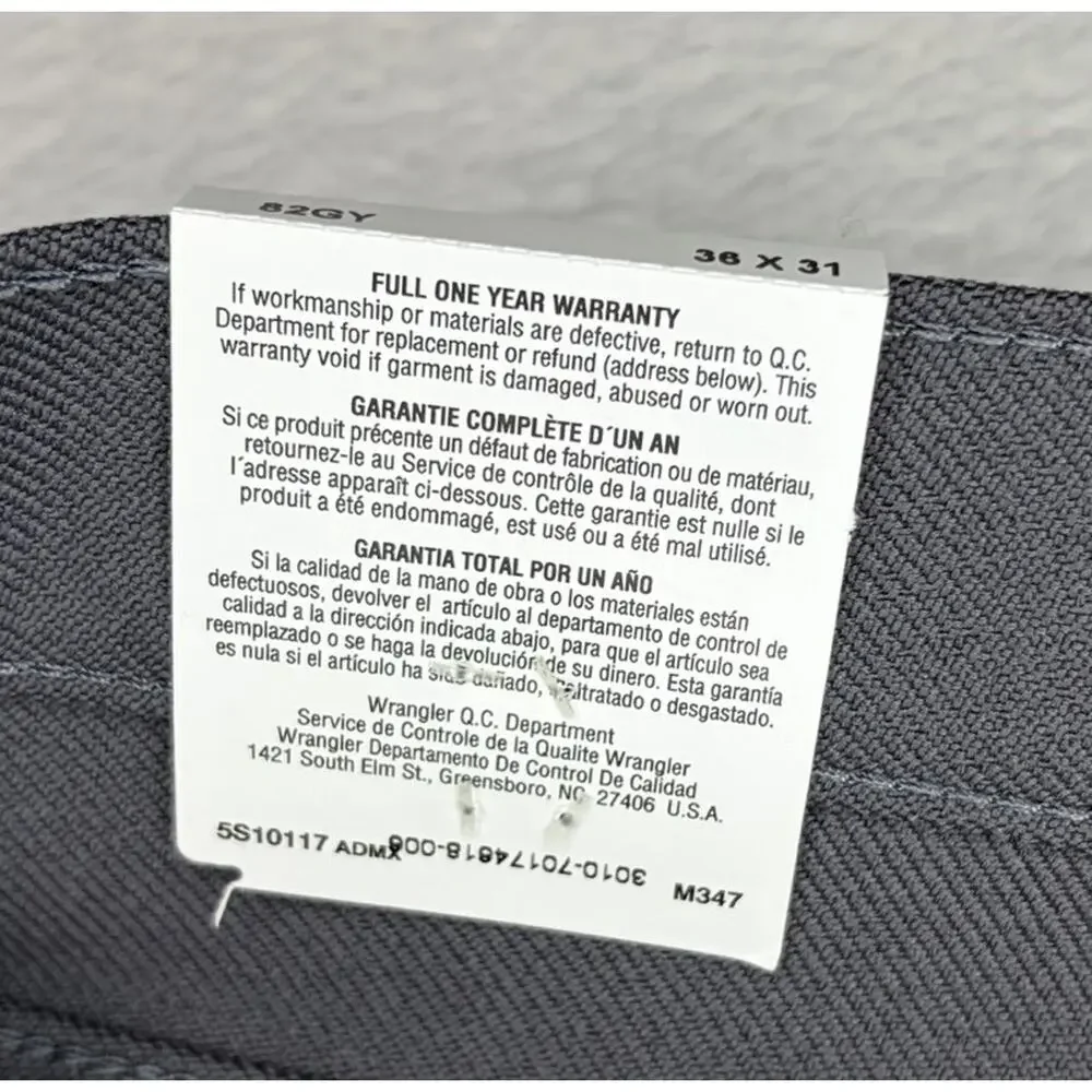 Wrangler Wrancher Boot Jeans Mens 36x31 Gray Dark Wash Regular Fit Western NWT
